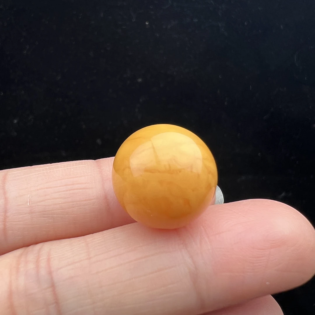 M2082天然蜜蜡 鸡油红单珠 15.9MM 2.28克支持复检假一罚四