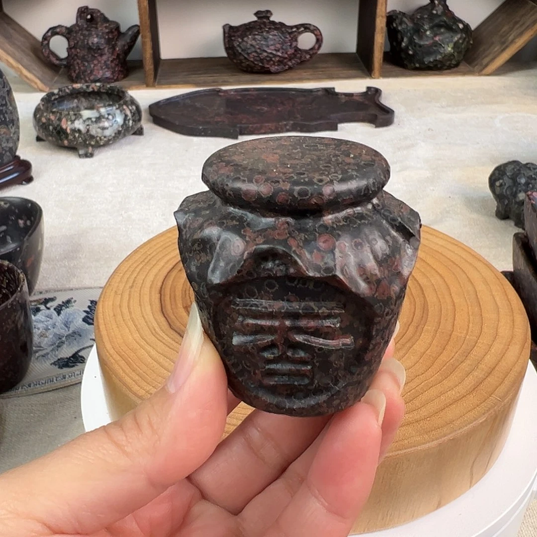 梅花玉红梅盖置茶摆件