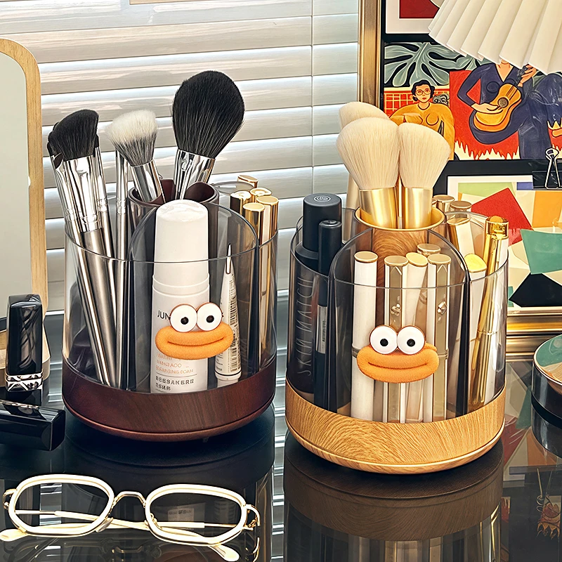 旋转化妆刷收纳筒桌面大容量口红眉笔桶梳妆台化妆品置物架收纳盒