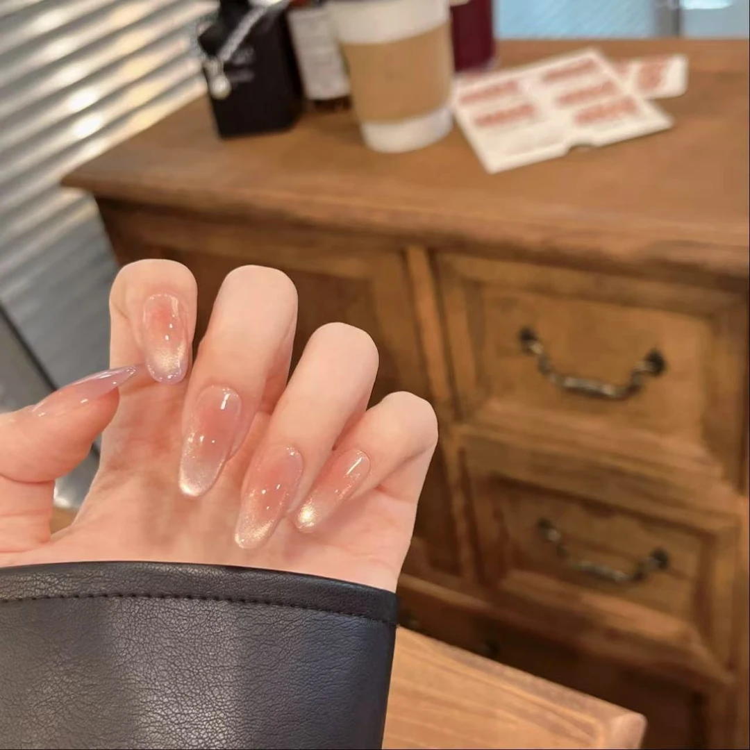 【MEET】气质可拆卸穿戴焦糖推荐手工百搭猫眼甲渐变贴片美甲穿戴甲