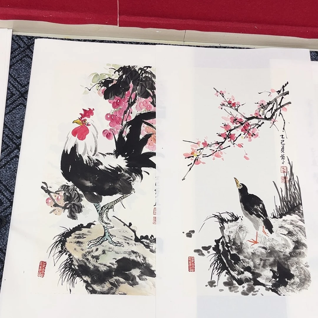 可***舅国画苗子老师四尺四开花鸟作品旭2