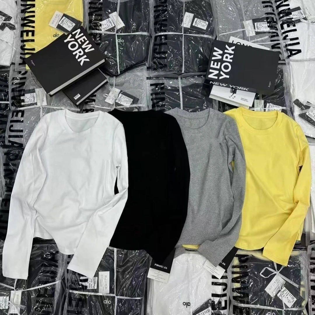 988运动休闲简约纯色圆弧女极简风打底衫T恤休闲风百搭圆领