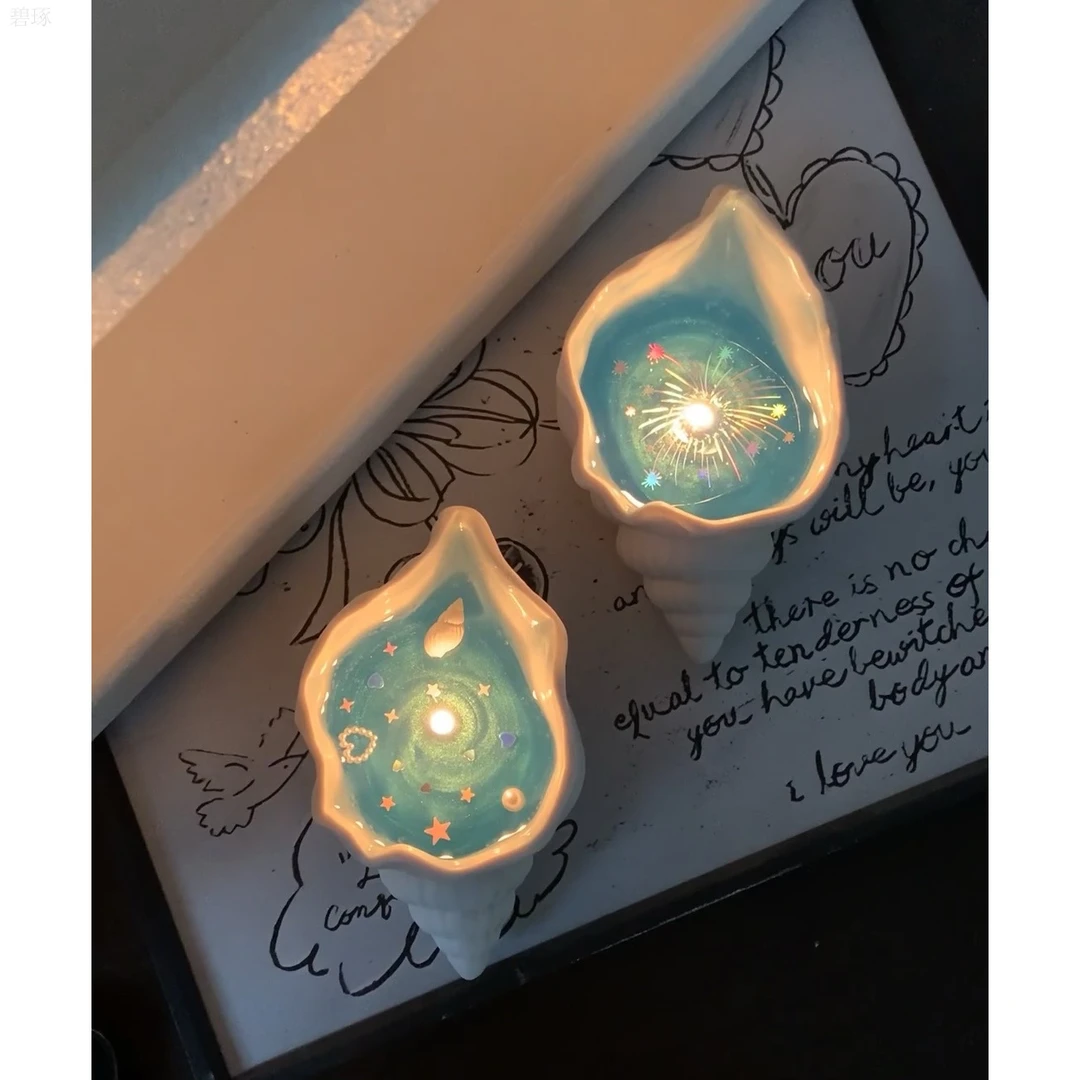 海螺贝壳香薰蜡烛高级感创意手作生日礼物卧室客厅摆件持久家用香