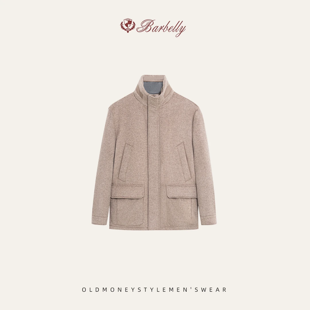 Barbelly娜先生 冬季山羊绒羊毛混纺猎装立领夹克SN80548