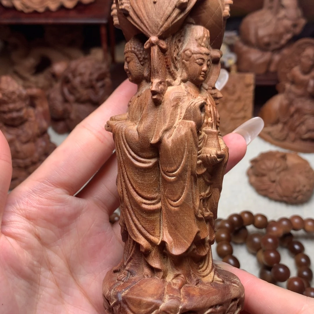 檀香木其他老山檀香三圣佛瑕