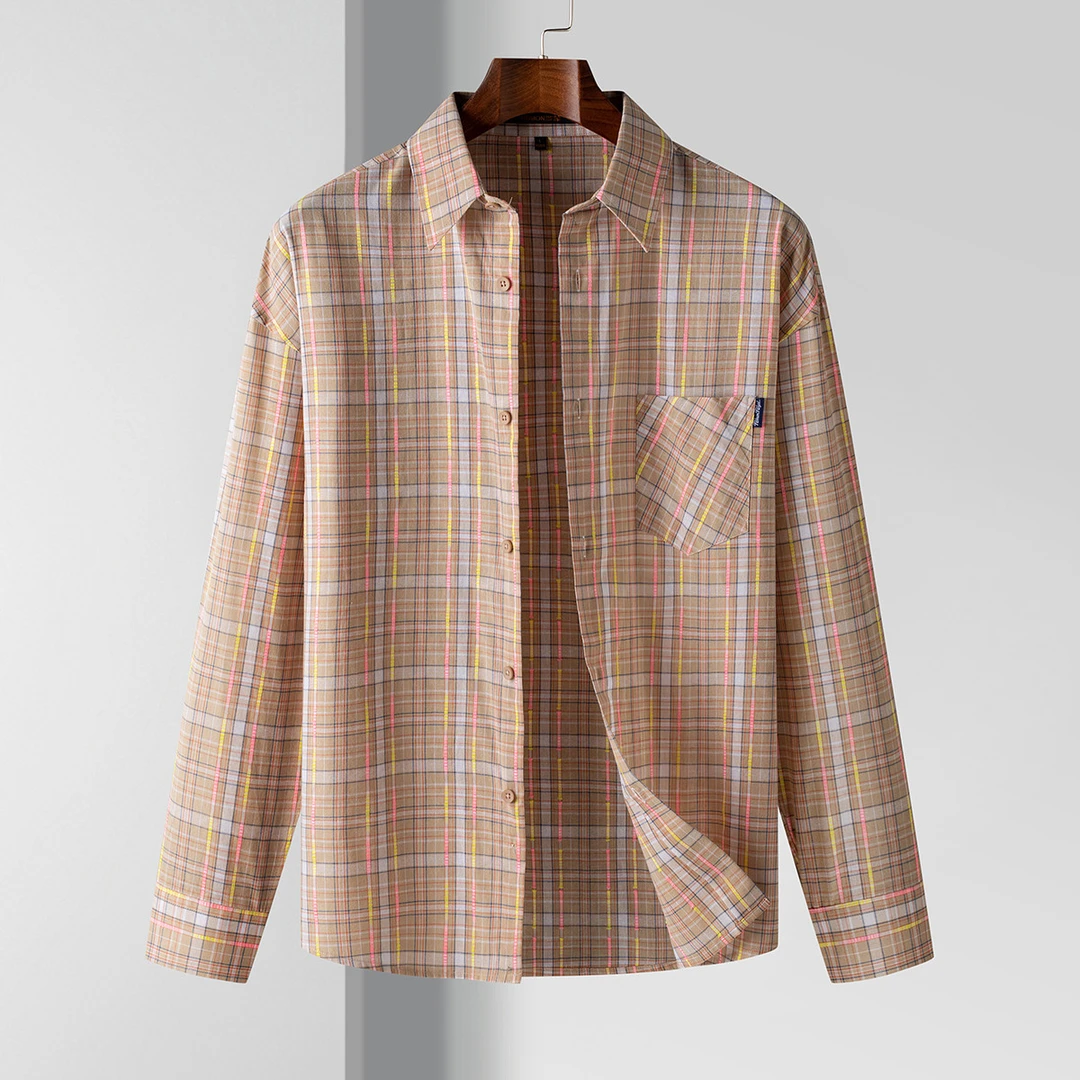 【设计感肌理】时尚休闲衬衫男长袖衬衫男宽松百搭衬衣男士衬衣