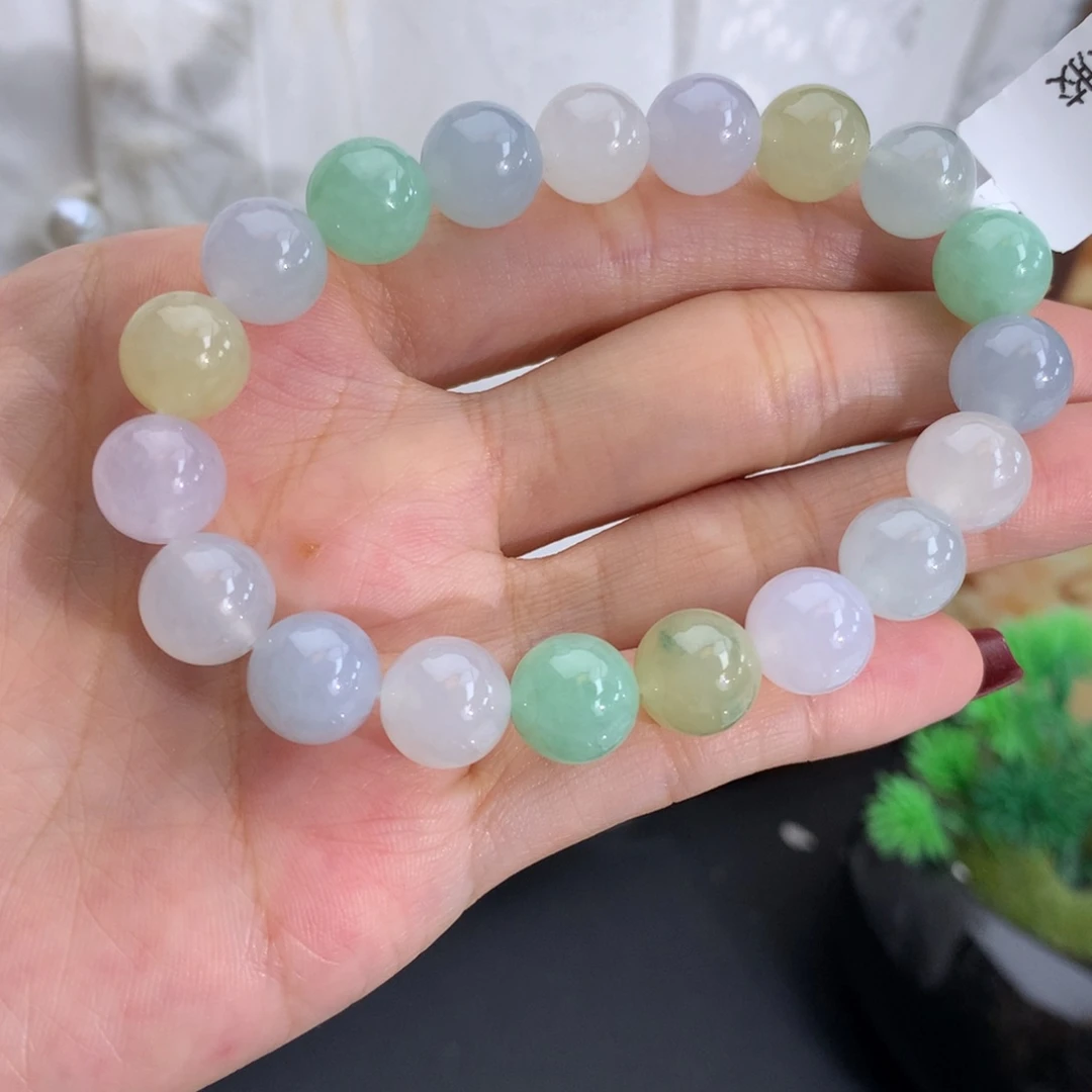 翡翠未镶嵌手串卡10胶润多宝手串