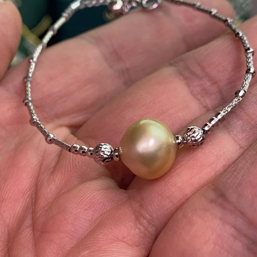 银S925镶嵌手链海水珍珠