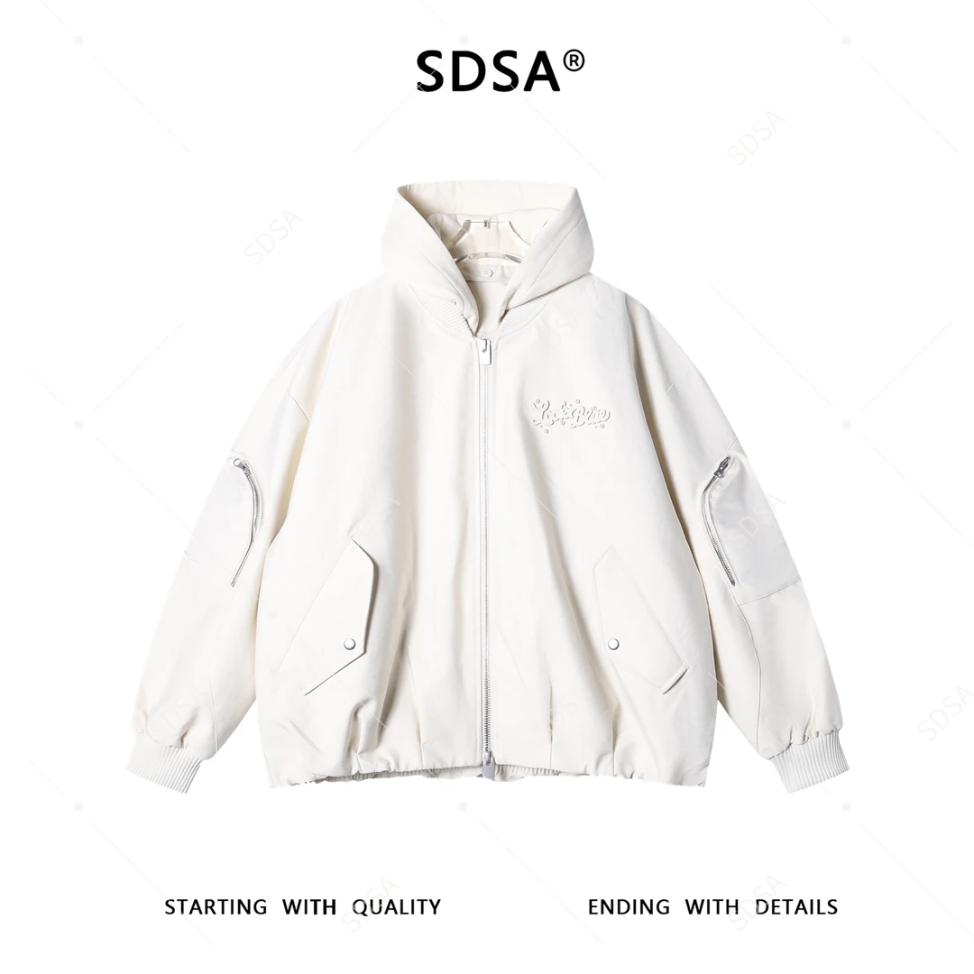 SDSA男士秋冬新款痞帅男装韩版珠子字母连帽羽绒服外套高街风百搭