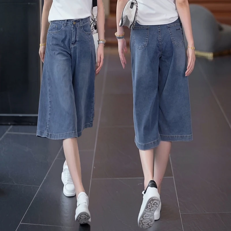 七分裤女直筒宽松显瘦薄款简约高腰2025夏季新重工复古牛仔裤