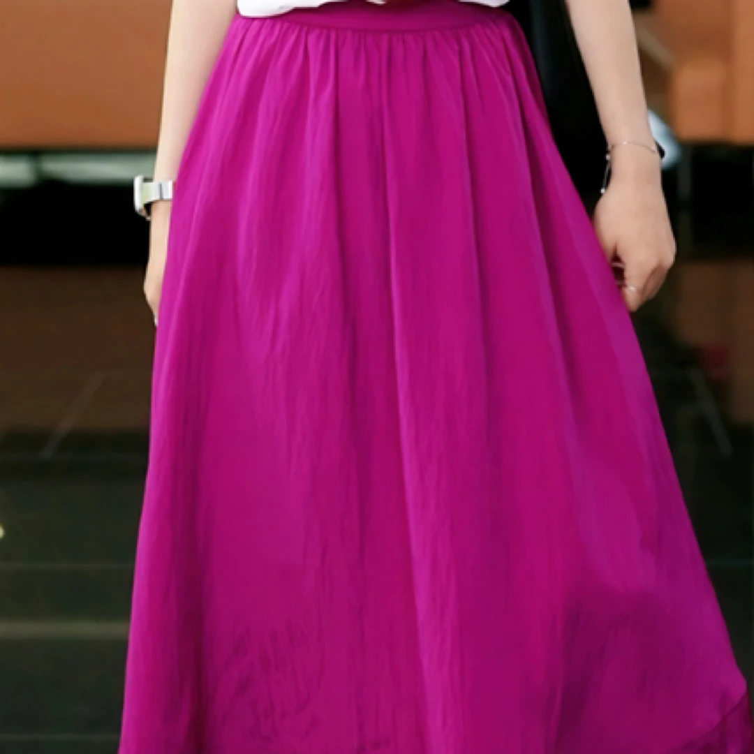 AMASS/阿玛施慵懒风A字裙显瘦半身裙夏季高腰复古风半身裙 520015