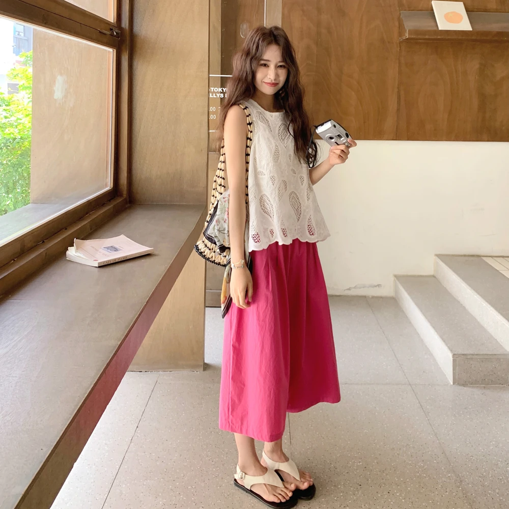 高级感时尚套装女2025年夏季新款镂空无袖背心上衣半身裙两件套