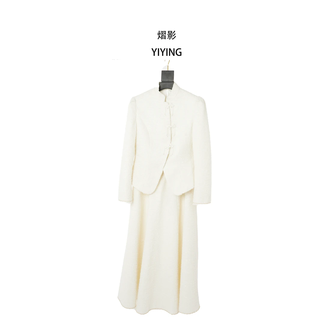 YIYING小香风气质轻国风套装复古轻奢白色休闲秋季优雅春季女士