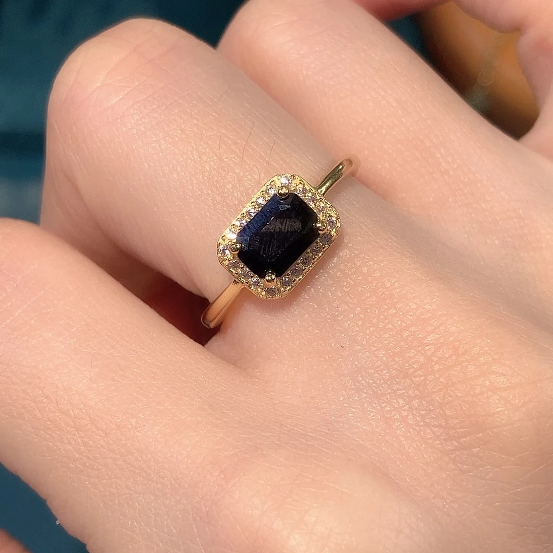 蓝宝石戒指银S925镶嵌