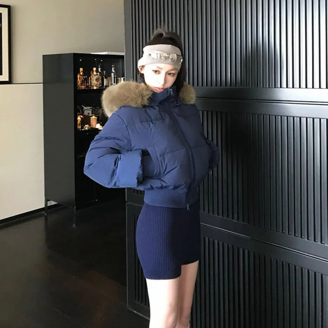 复古秋冬新款棉服毛领连帽加厚短款面包服韩版棉衣小个子女装外套