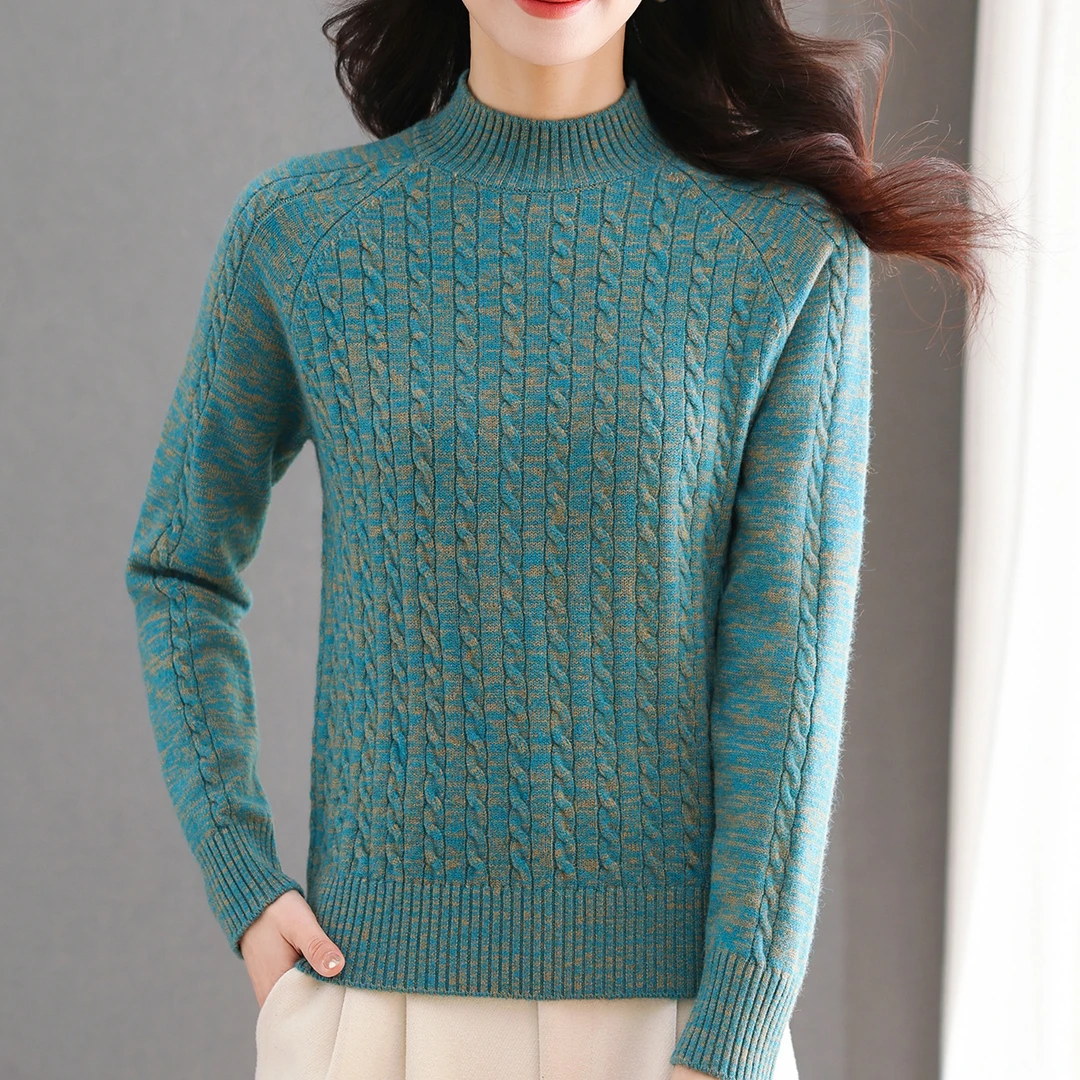 【羊毛衫】2025冬季新款宽松厚针织衫时尚保暖毛衣百搭半高领打底衫