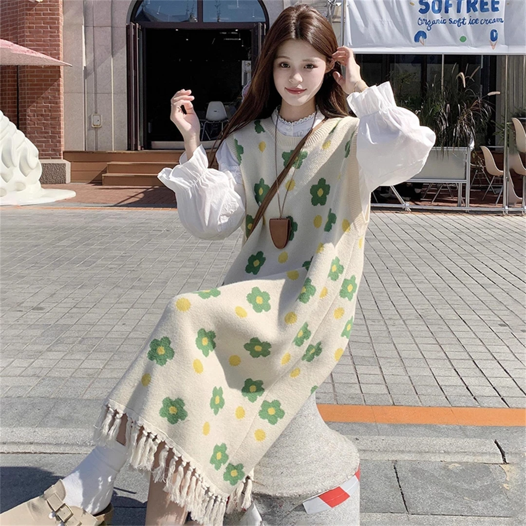 VOCKOO官方梨型身材碎花针织吊带裙女秋季大尺码胖MM显瘦宽松遮肚