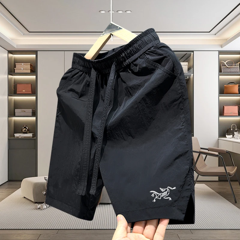 SOVOB刺绣速干短裤夏季潮牌休闲透气五分裤男士宽松情侣沙滩裤