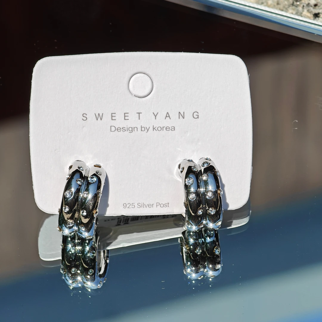 合金合成锆石耳饰 Kv*双环欧美耳圈 -zyy420