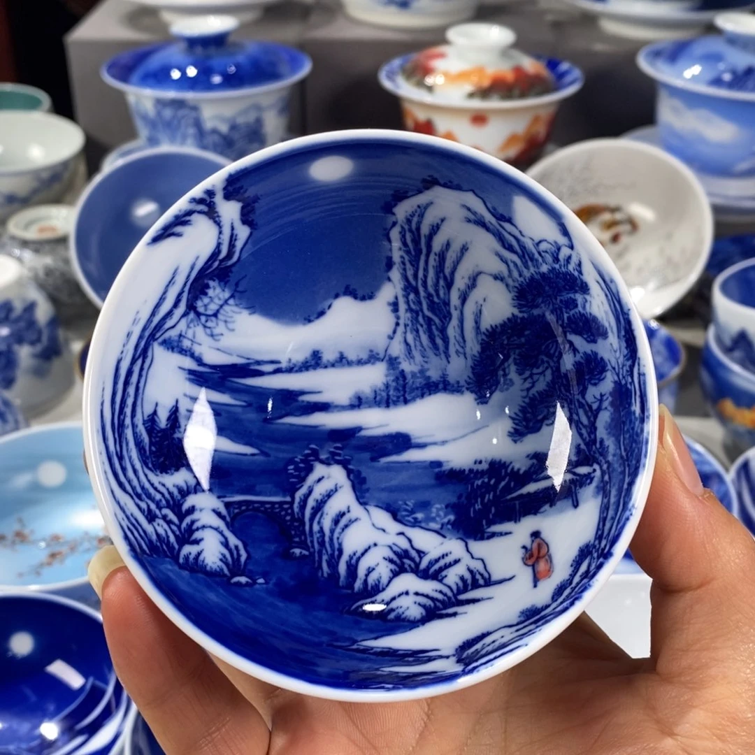 青花雪景主人杯杯