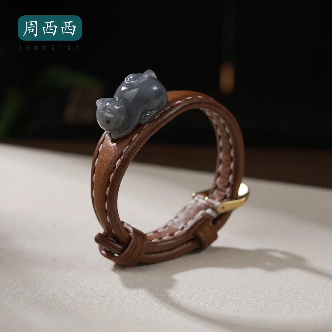 周西西精美珠宝和田玉青花趴趴猫表带百搭多样性发货19292