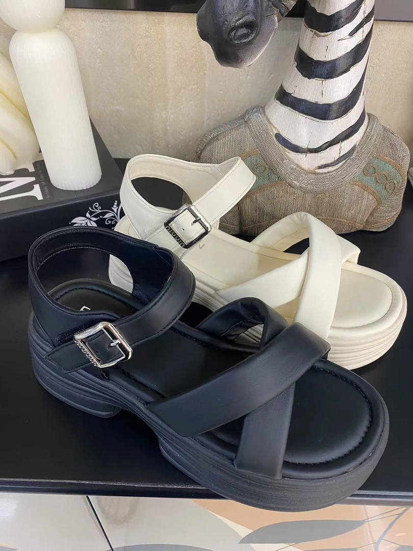 舒适魔术贴罗马凉鞋厚底软底凉鞋女鞋网红小众露趾仙女风夏季 C7