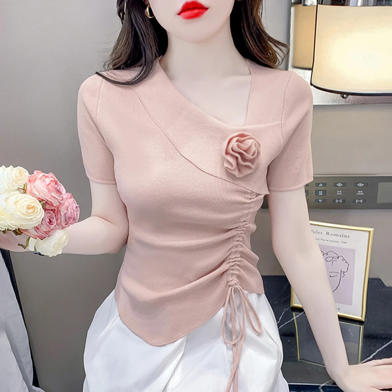 网红洋气炸街大码女装短袖女2025新款休闲衣服女慵懒风洋气衣服女