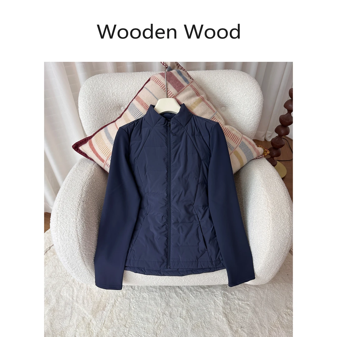 Wooden Wood“冬日暖阳”拼接设计保暖舒适鹅绒长袖羽绒外套P25447