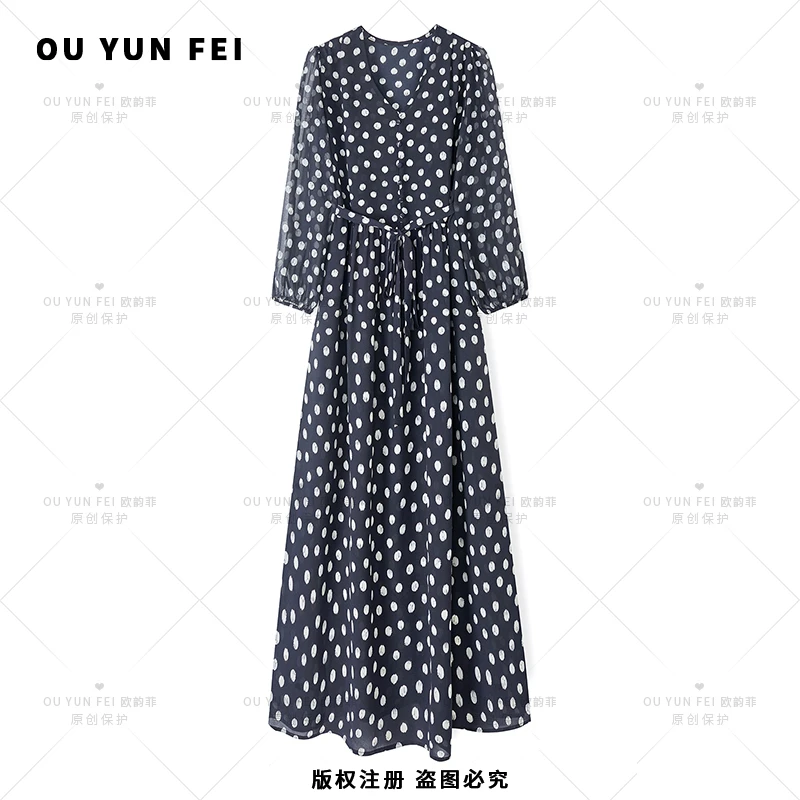 高级感连衣裙女新款气质显瘦穿搭时尚洋气印花长裙HY1083