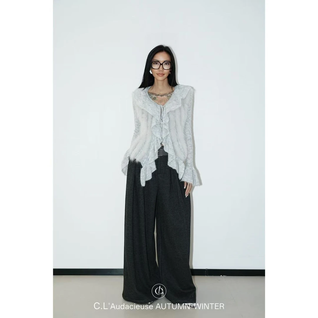 C.L'Audacieuse  秋冬针织开衫喇叭袖荷叶边  CL25C679
