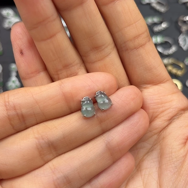 翡翠银S925镶嵌耳饰