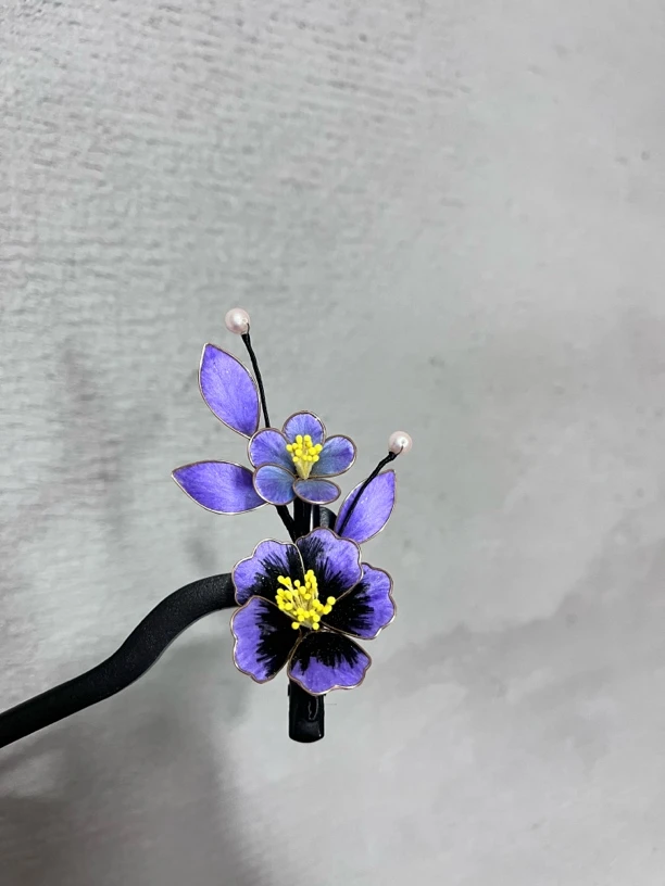 初晴绒花 无双 国风汉服旗袍绒花边夹 主体默认黑边夹