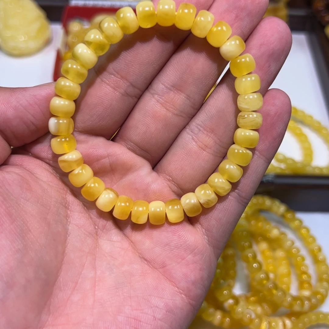蜜蜡未镶嵌裸石手串 尺8.5mm