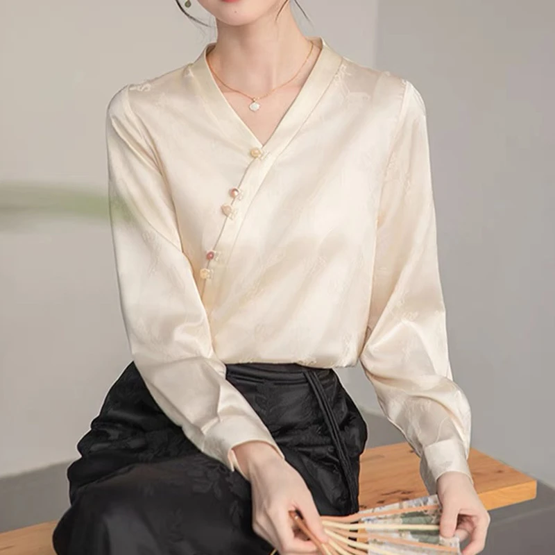[栀子柔] 小酒窝新国风 新中式时尚气质上衣T恤打底衫-62/225
