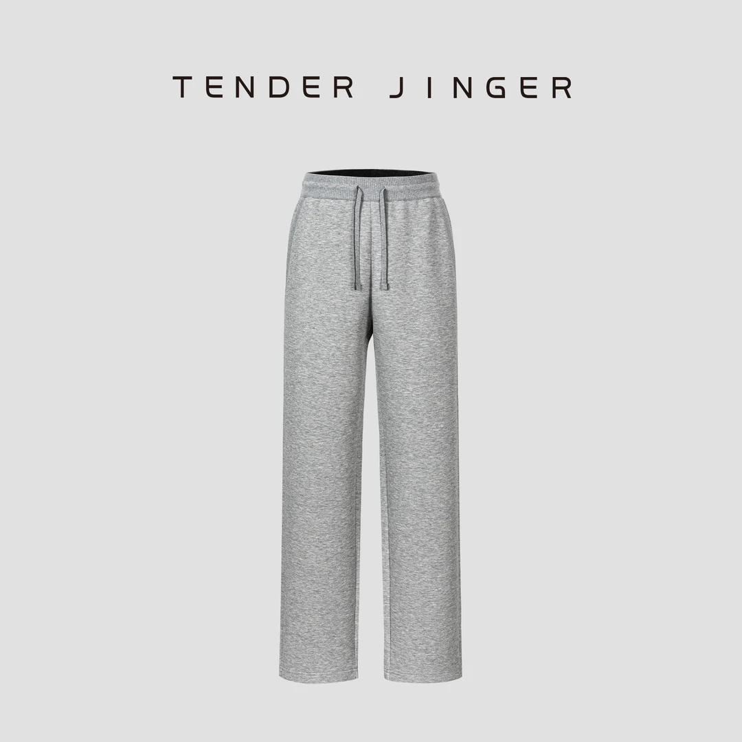 Tender Jinger｜男士秋冬松紧腰抽绳经典针织休闲直筒长裤1678