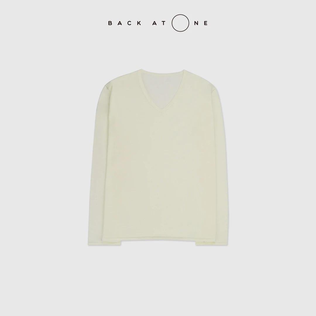 BACKATONE“明媚日子”羊毛V领慵懒舒适有型针织衫 BFS-1AB387H-K