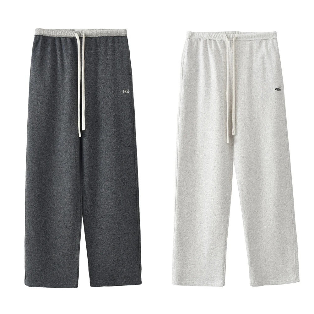 DP-即墨卫裤女款2025新款慵懒风水洗棉垂感刺绣直筒裤BY-240919