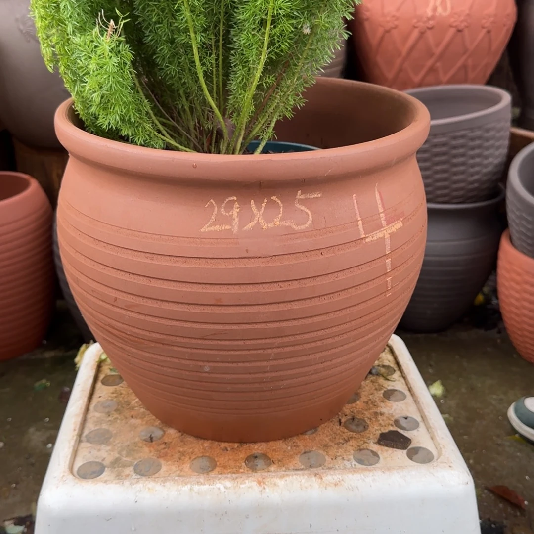 朱泥花盆口29高25宜兴紫砂