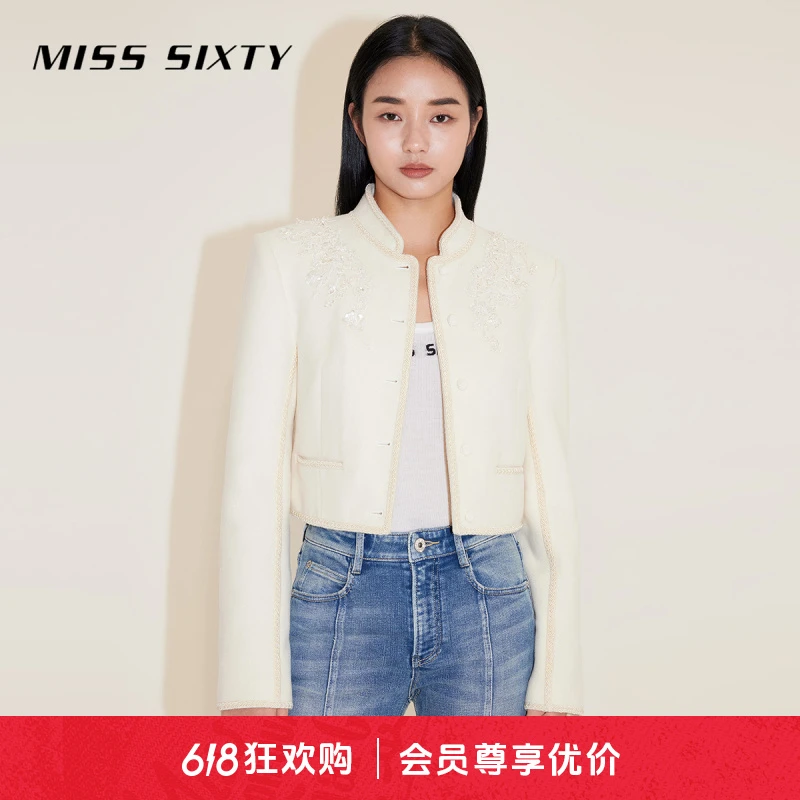 【新年系列】Miss Sixty春季新款呢料外套女新中式高级感重工