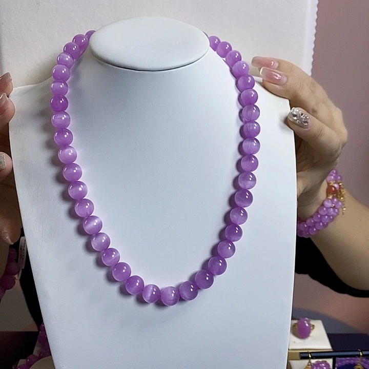 锂辉石未镶嵌紫锂辉高冰收藏级项链10+