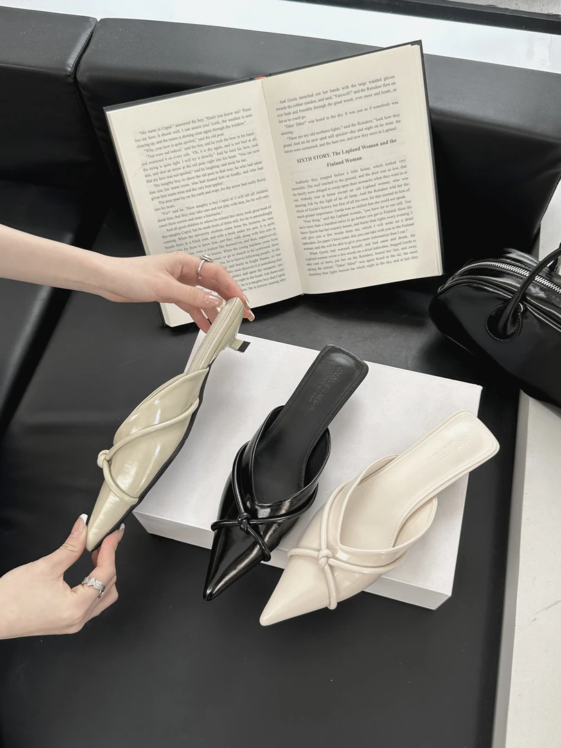 安安家 3418A-42 2025新款尖头小猫跟包头半拖女夏季外穿穆勒凉拖