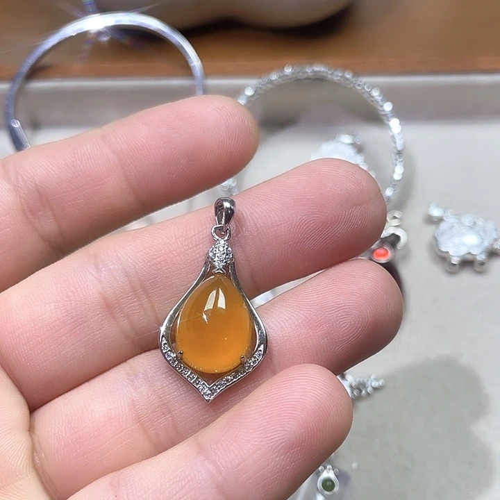 坠链均925银珐琅黄色水滴