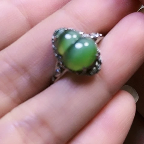 和田玉银S925镶嵌戒指