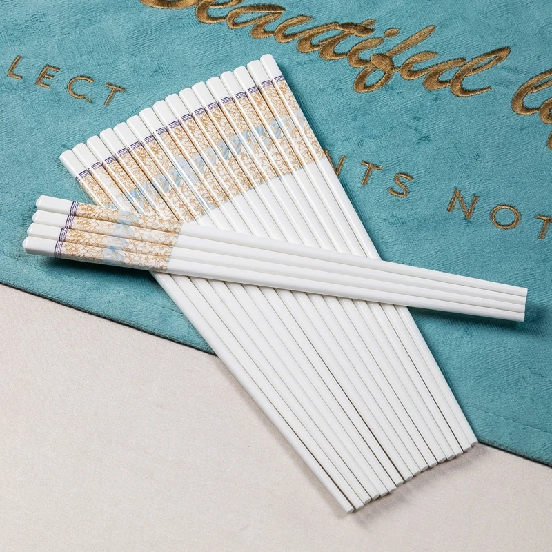 网红时光漫步筷子10双景德镇陶瓷筷子环保不发霉家用高档中式防滑