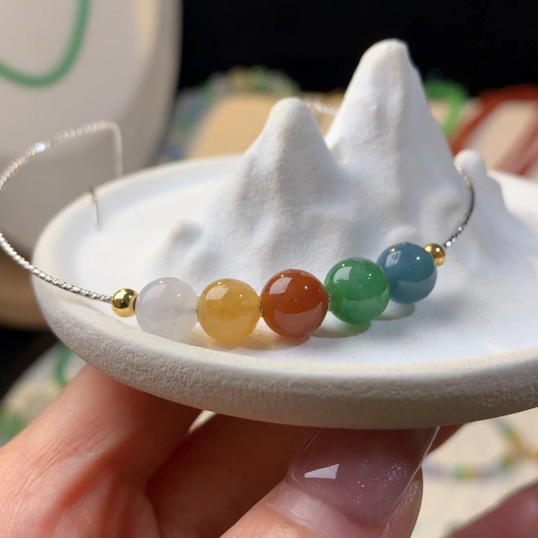 定制翡翠未镶嵌油画感翡翠珠珠  毛货定制