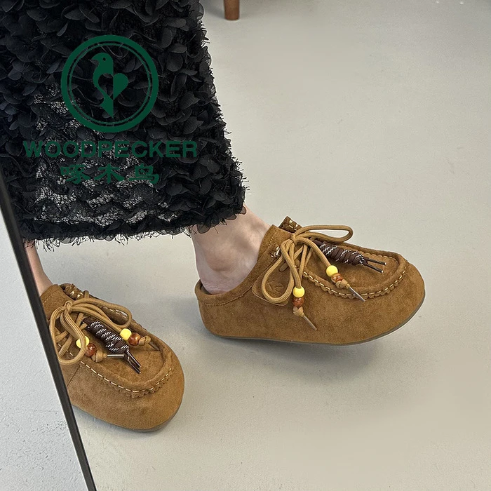 啄木鸟复古内增高厚底勃肯鞋女2025秋季新款轻便百搭外穿包头半拖