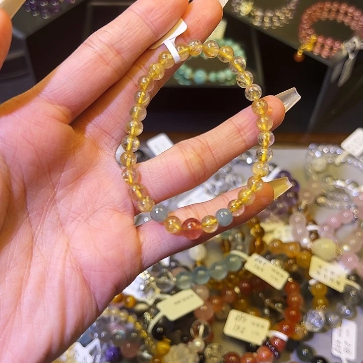 水晶手链银S925镶嵌金发鸽血红