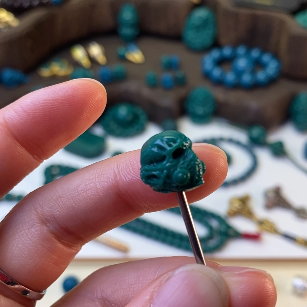 琉璃颈饰地狱色10mm唐鑫骷髅