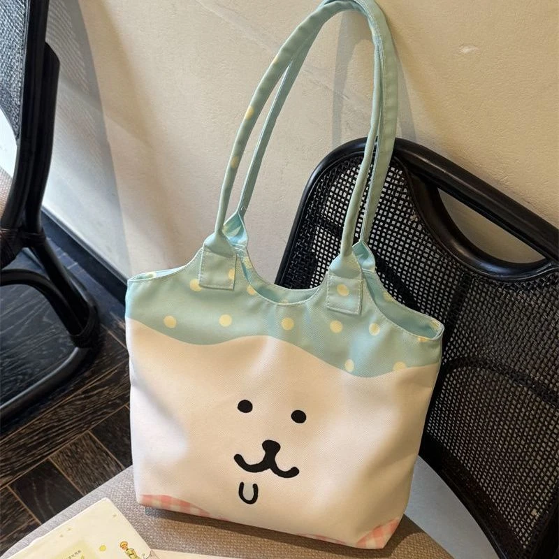 可爱插画系列2025单肩包新款卡通大容量单肩托特通勤学生休闲旅游