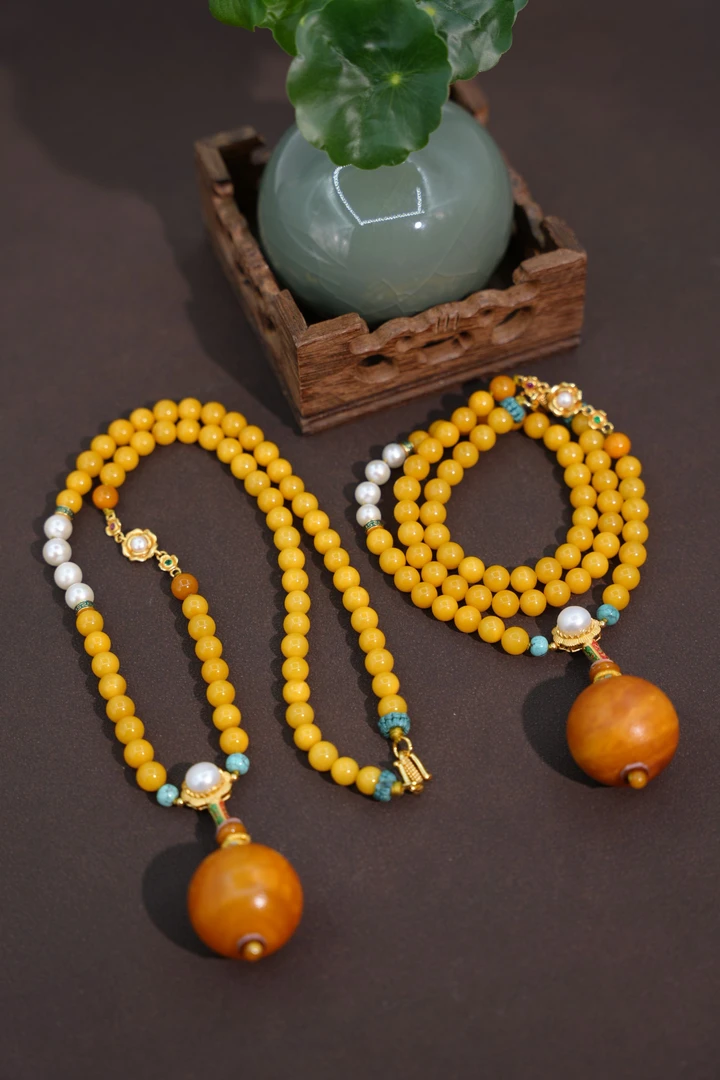 25*6+帝王黄+老蜡单珠项链多样性发一件JHL71069942